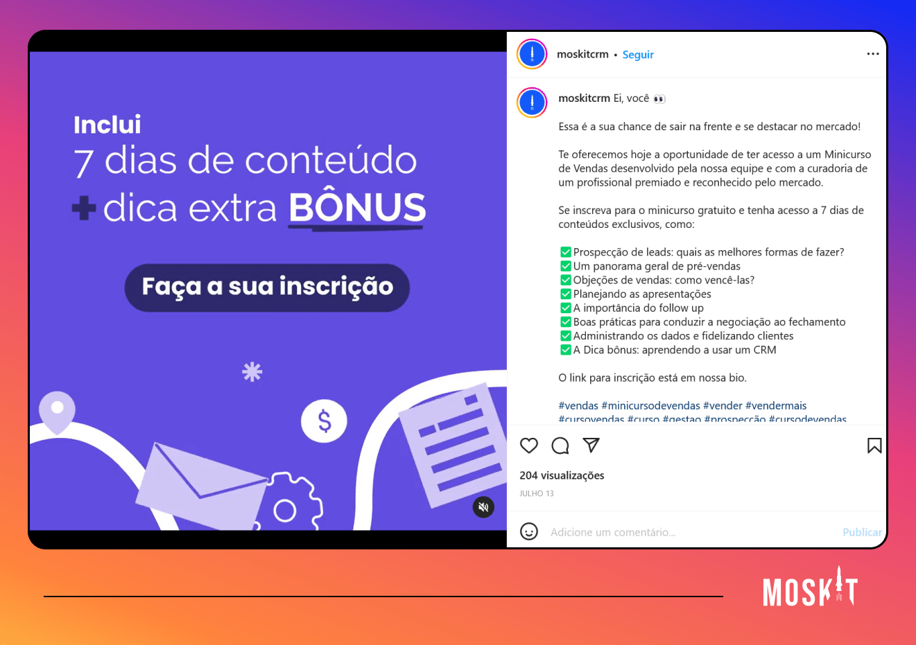 exemplo de publicação de serviço no instagram