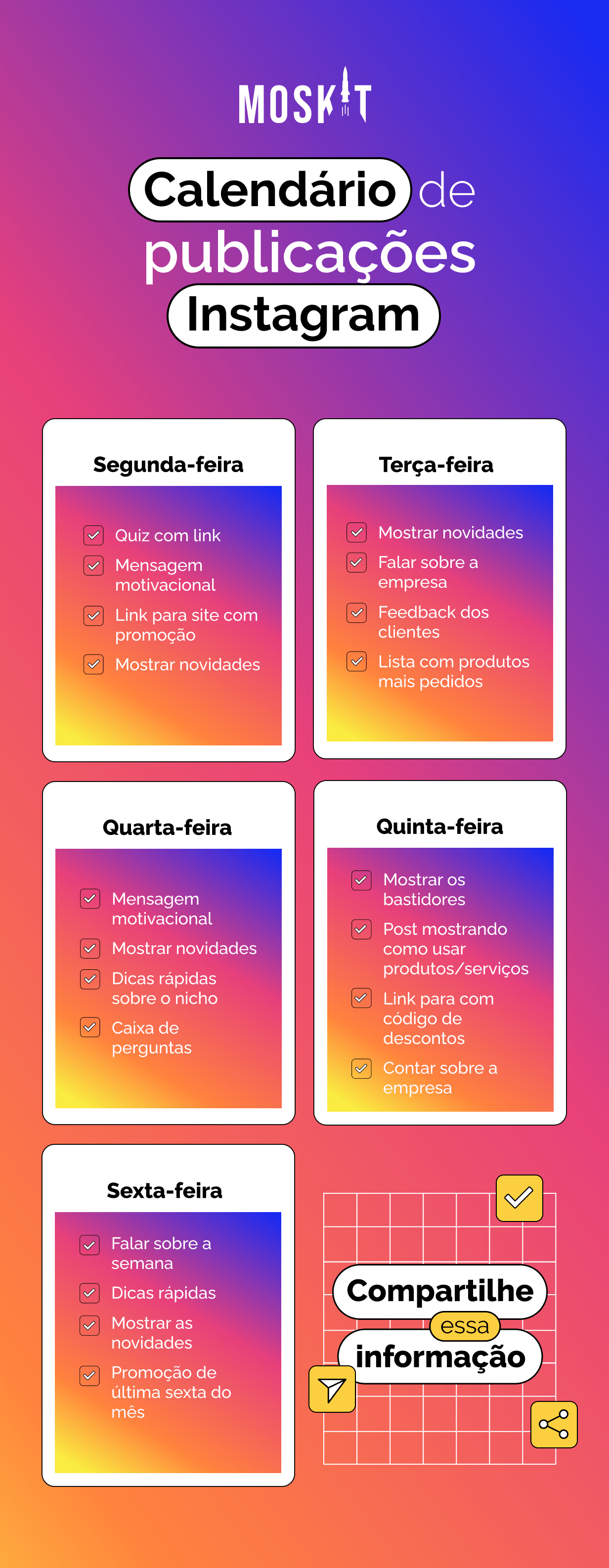 calendário de publicações para instagram