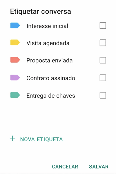 imagem representando exemplos de etiquetas para conversas no whatsapp business 