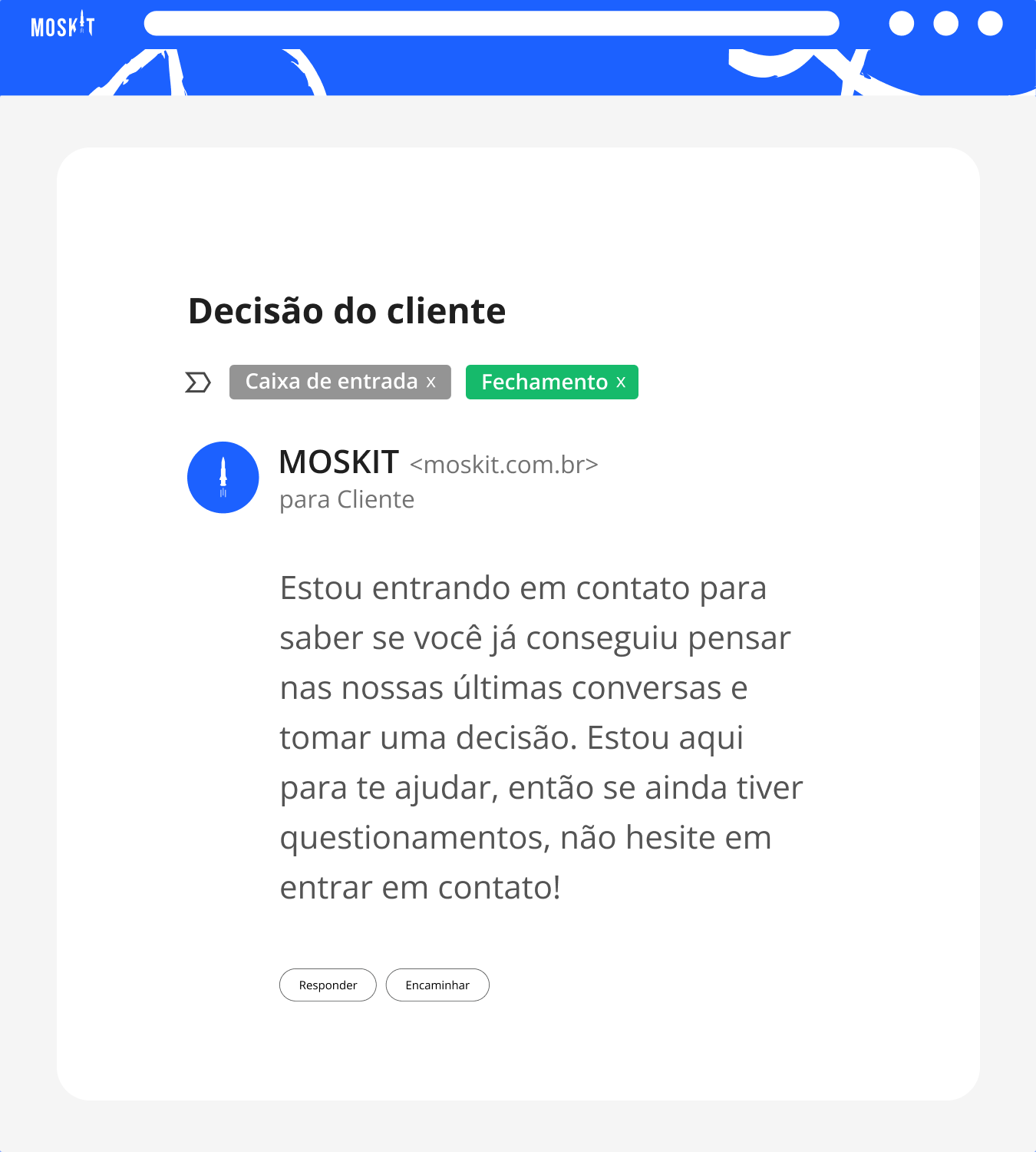 modelo de e-mail de fechamento