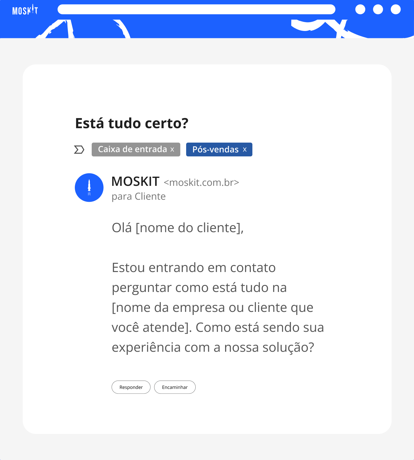 modelo de e-mail de pós-vendas