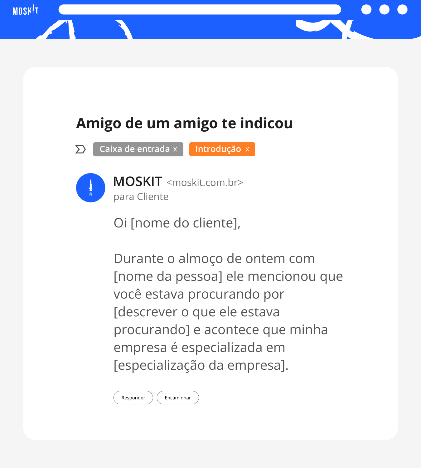 modelo de e-mail de abordagem e introdução