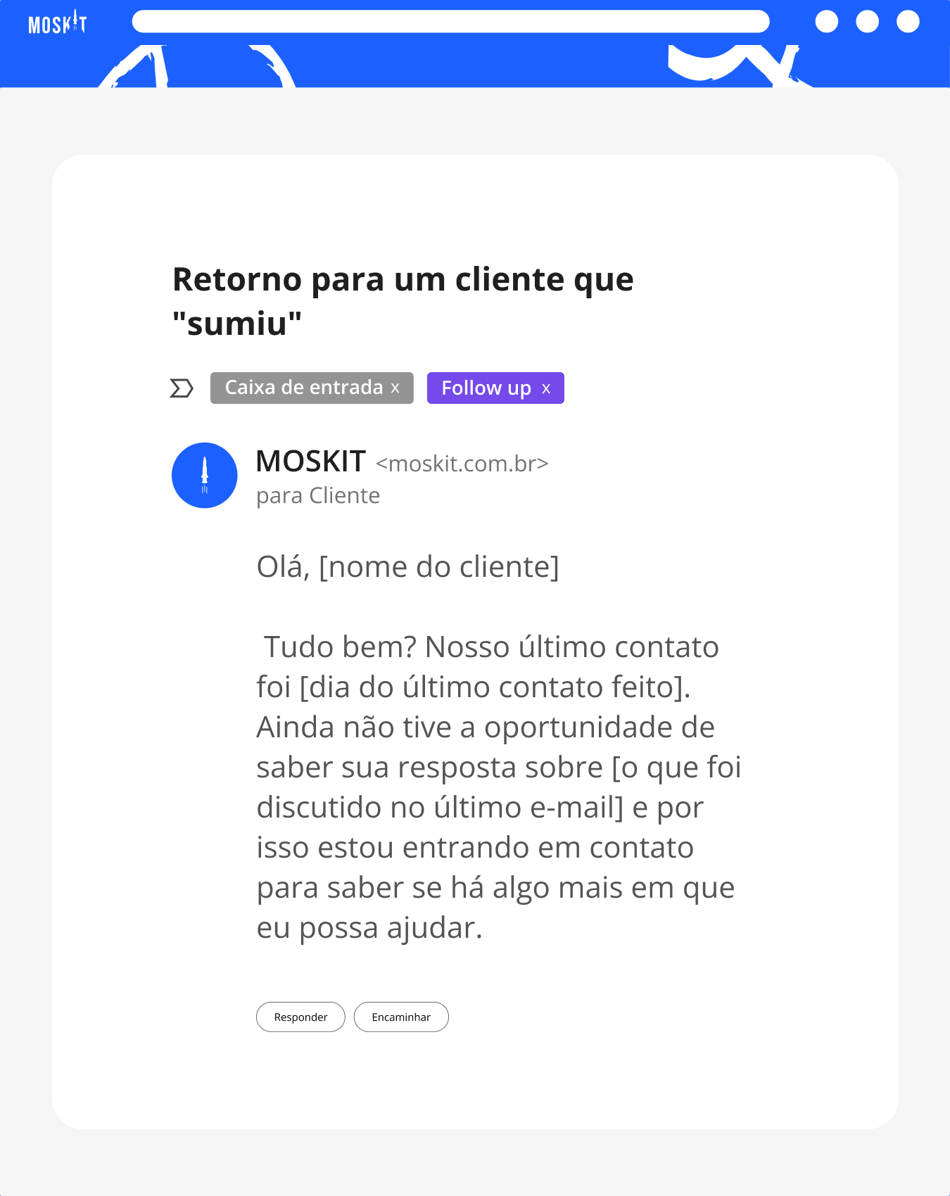 modelo de e-mail de follow up