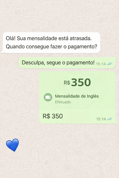 exemplo pagamento whatsapp pay na prática 