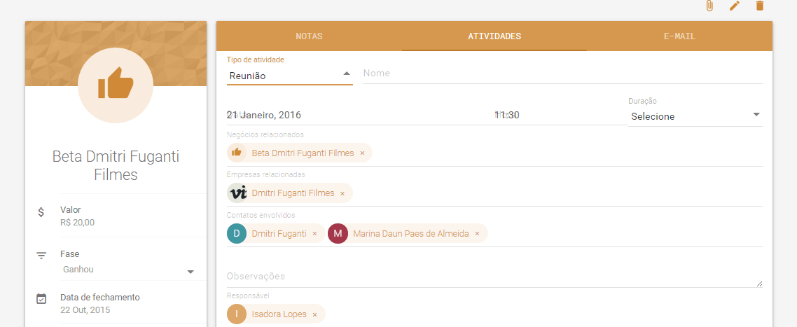 ATIVIDADE NO CRM