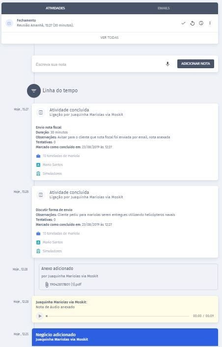 linha do tempo do crm