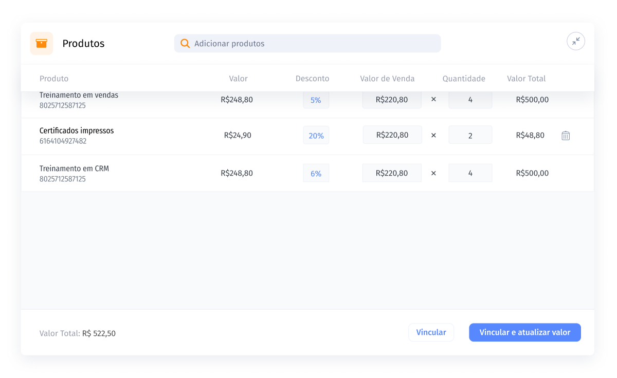 modulo de produto moskit crm como procurar